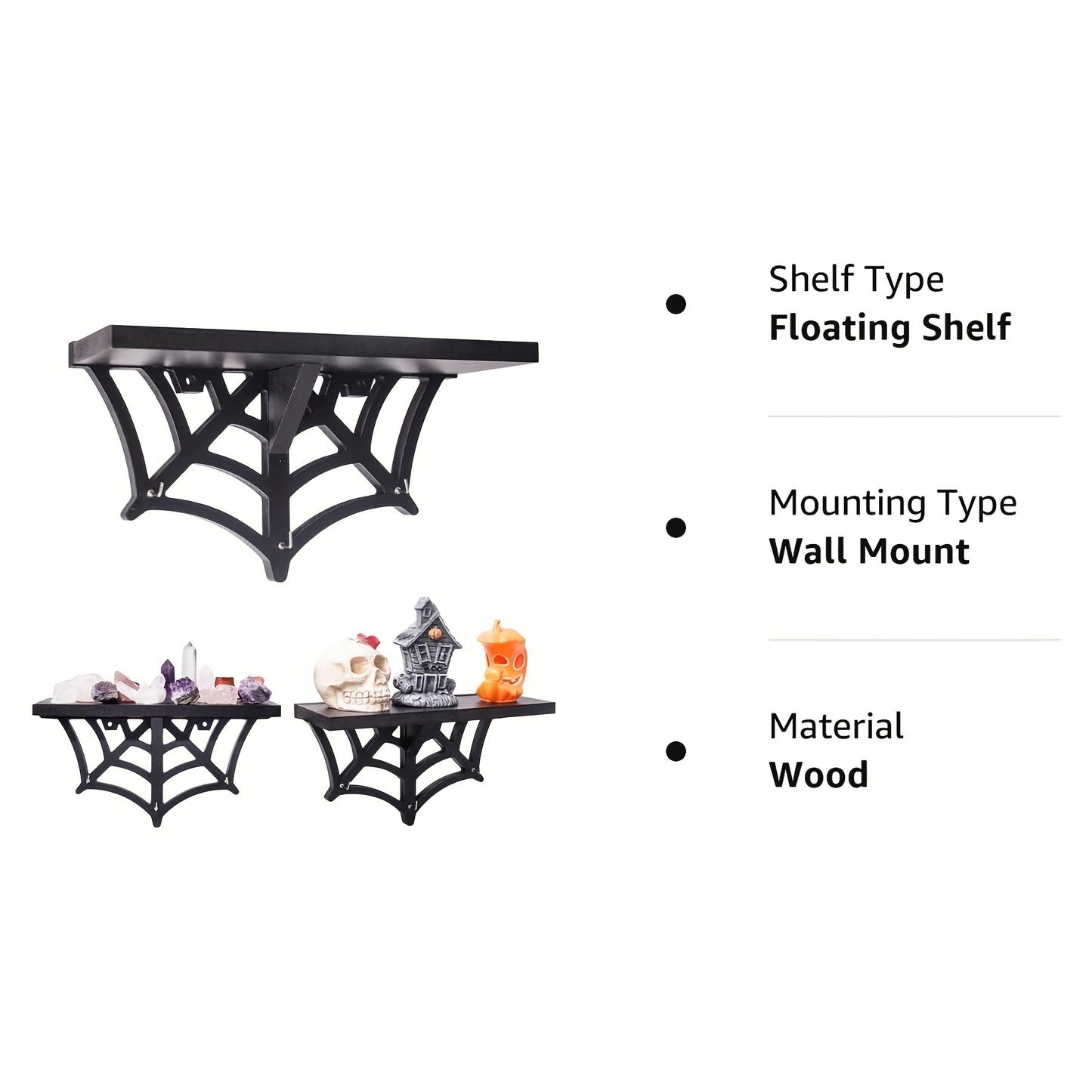 Wall Mounted Spider Web Shelf with Hooks