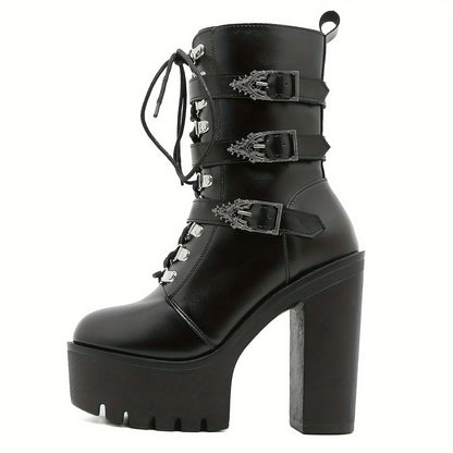 Vintage Gothic Heeled Combat Boots