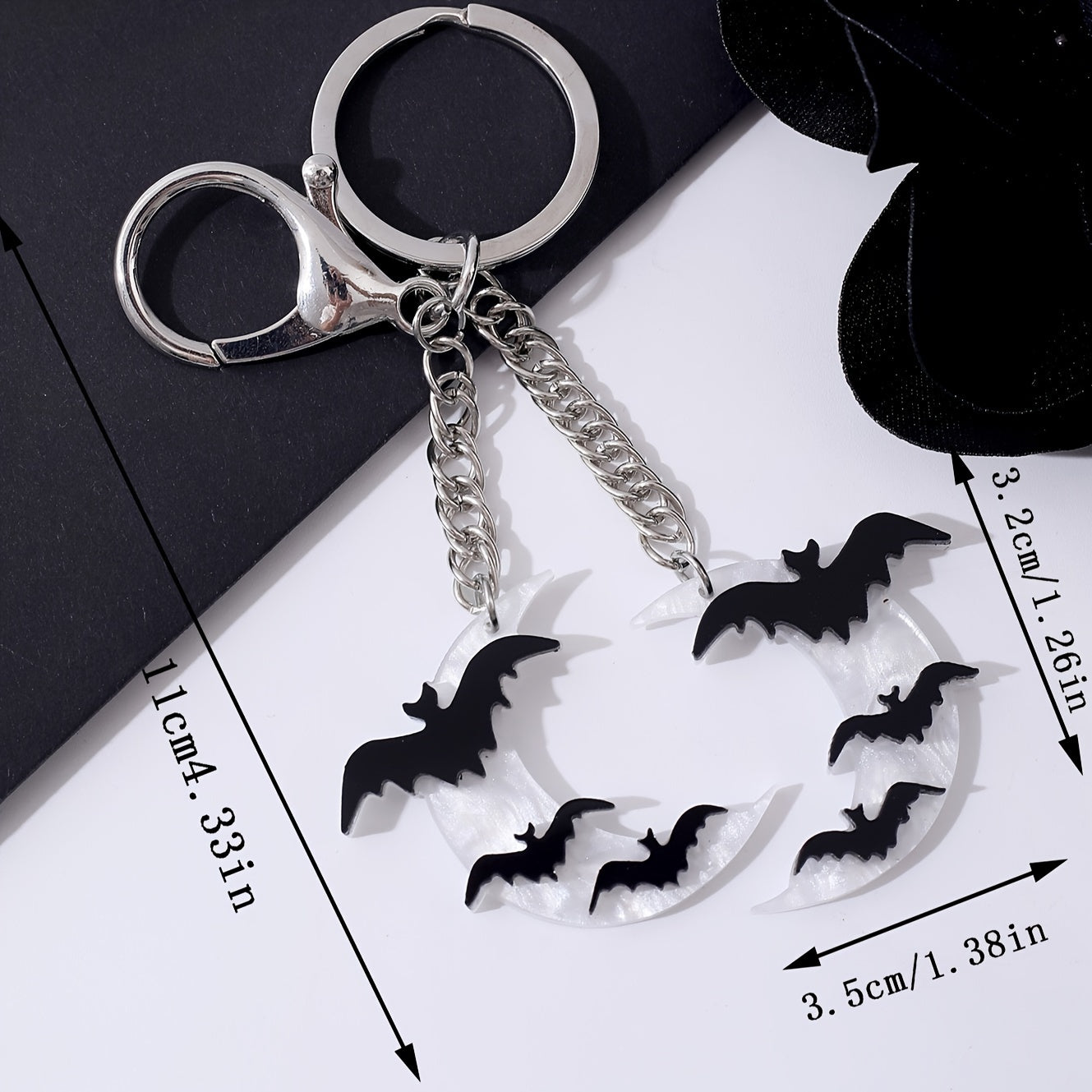 Bat & Moon Keychain