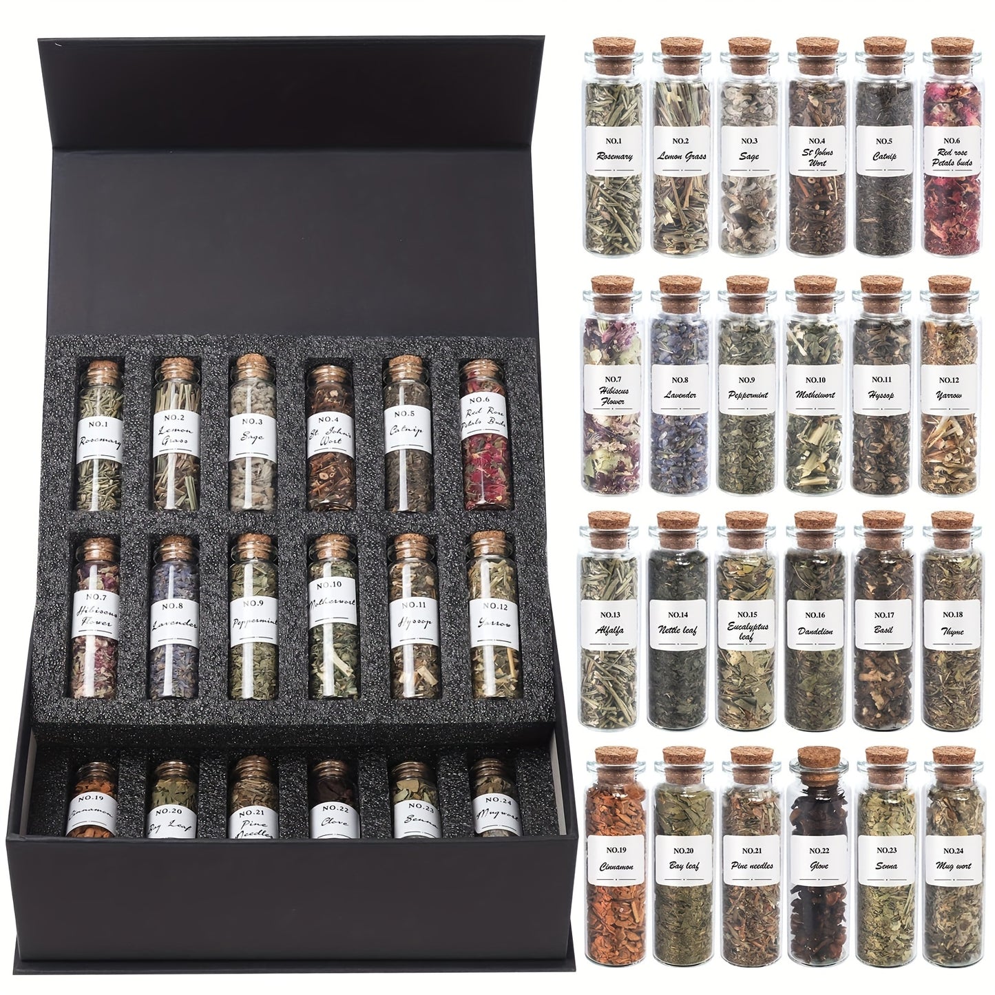 24 Pcs Witchcraft Supplies Herbs and Flowers Kit