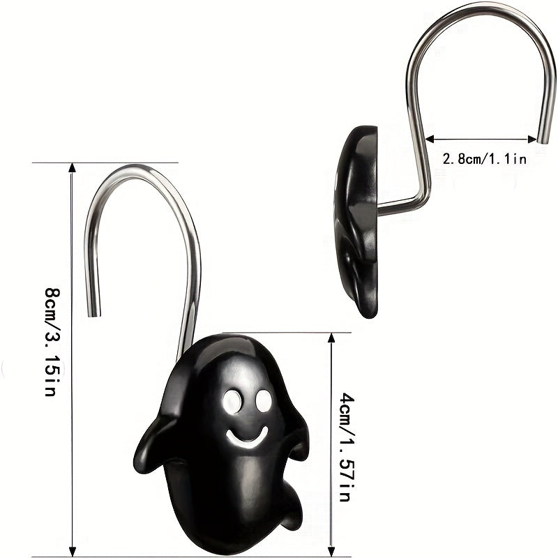 Black And White Ghost Shower Curtain Hooks