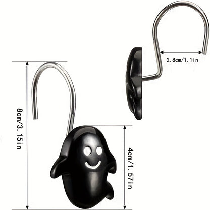 Black And White Ghost Shower Curtain Hooks