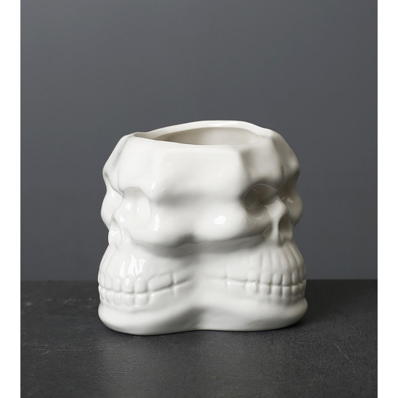 Triple Headed Skull Vase