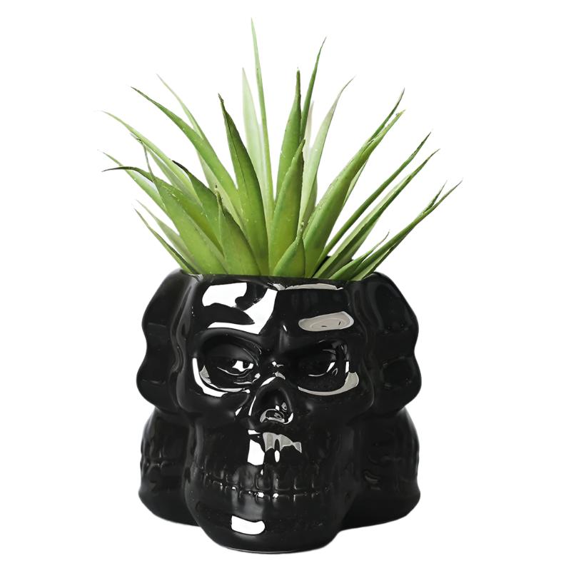 Triple Headed Skull Vase