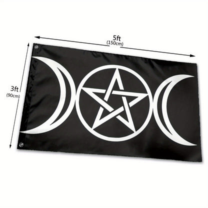 Triple Moon Pentacle Flag