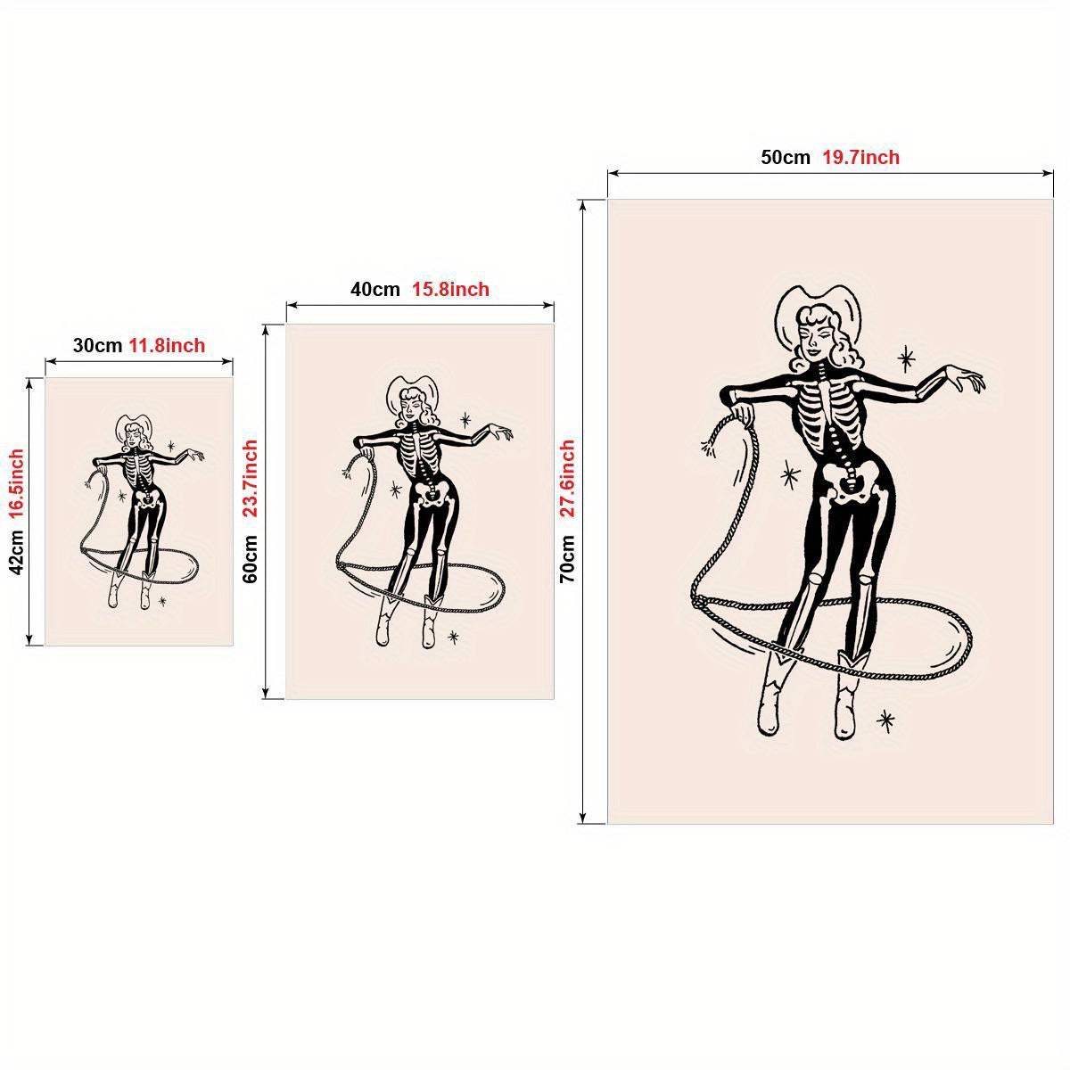 Unframed Skeleton Cowgirl Canvas Poster