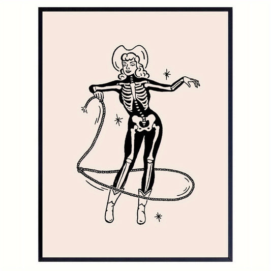 Unframed Skeleton Cowgirl Canvas Poster