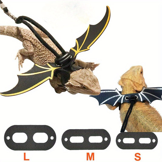 Lizard Leash With Leather Bat Wings