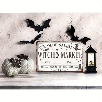 Salem Witches Market Vintage Halloween Metal Tin Sign