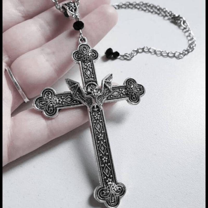 Gothic Victorian Bat Cross Necklace