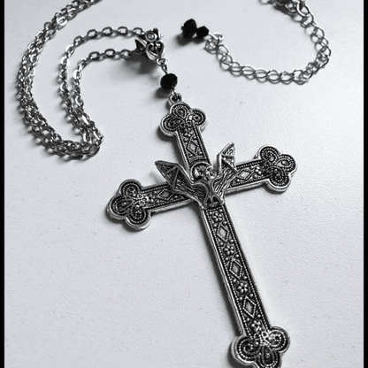 Gothic Victorian Bat Cross Necklace