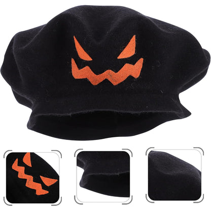 Spooky Pumpkin Beret Hat