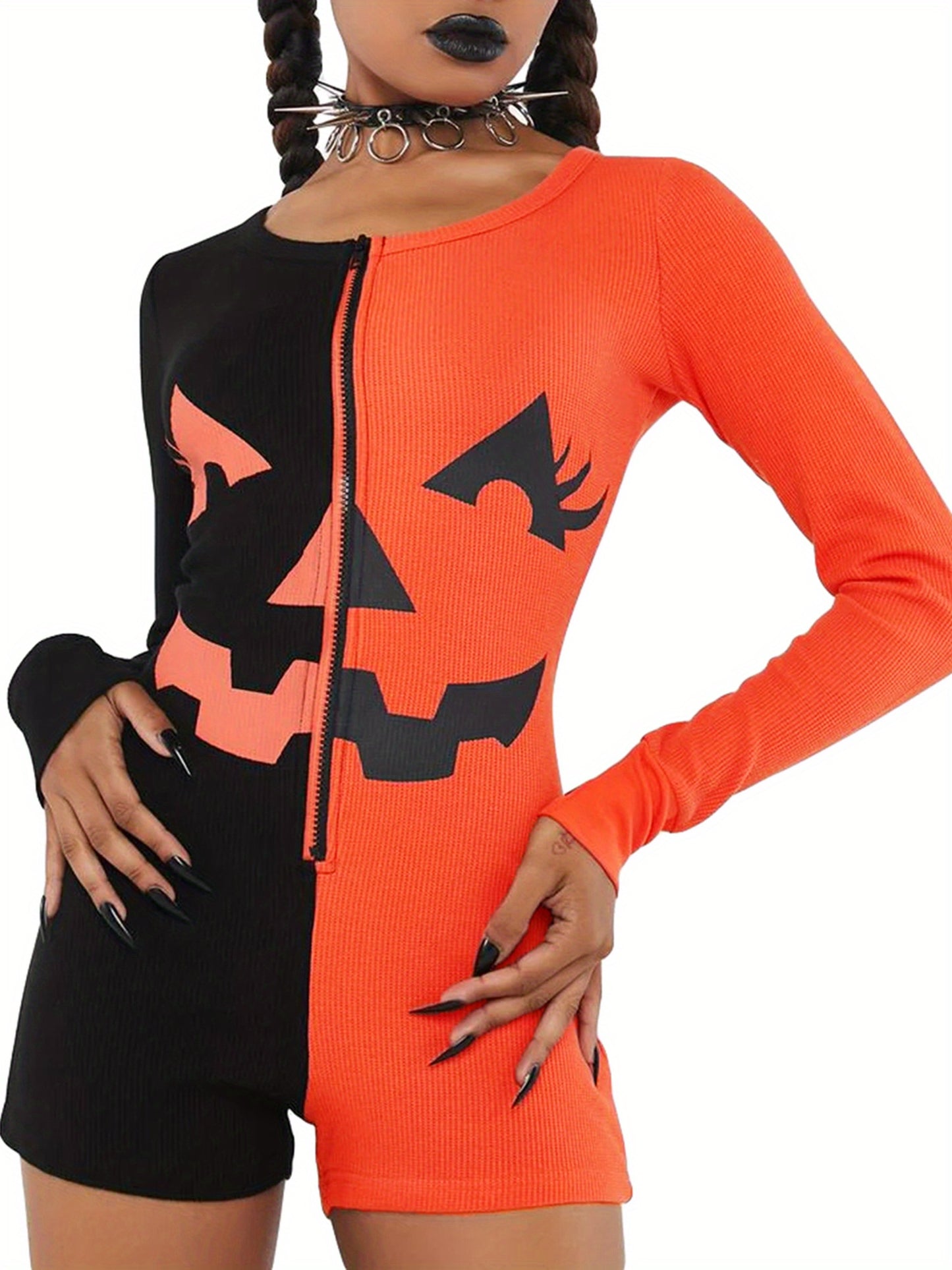 Jack-O-Lantern Contrast Jumpsuit