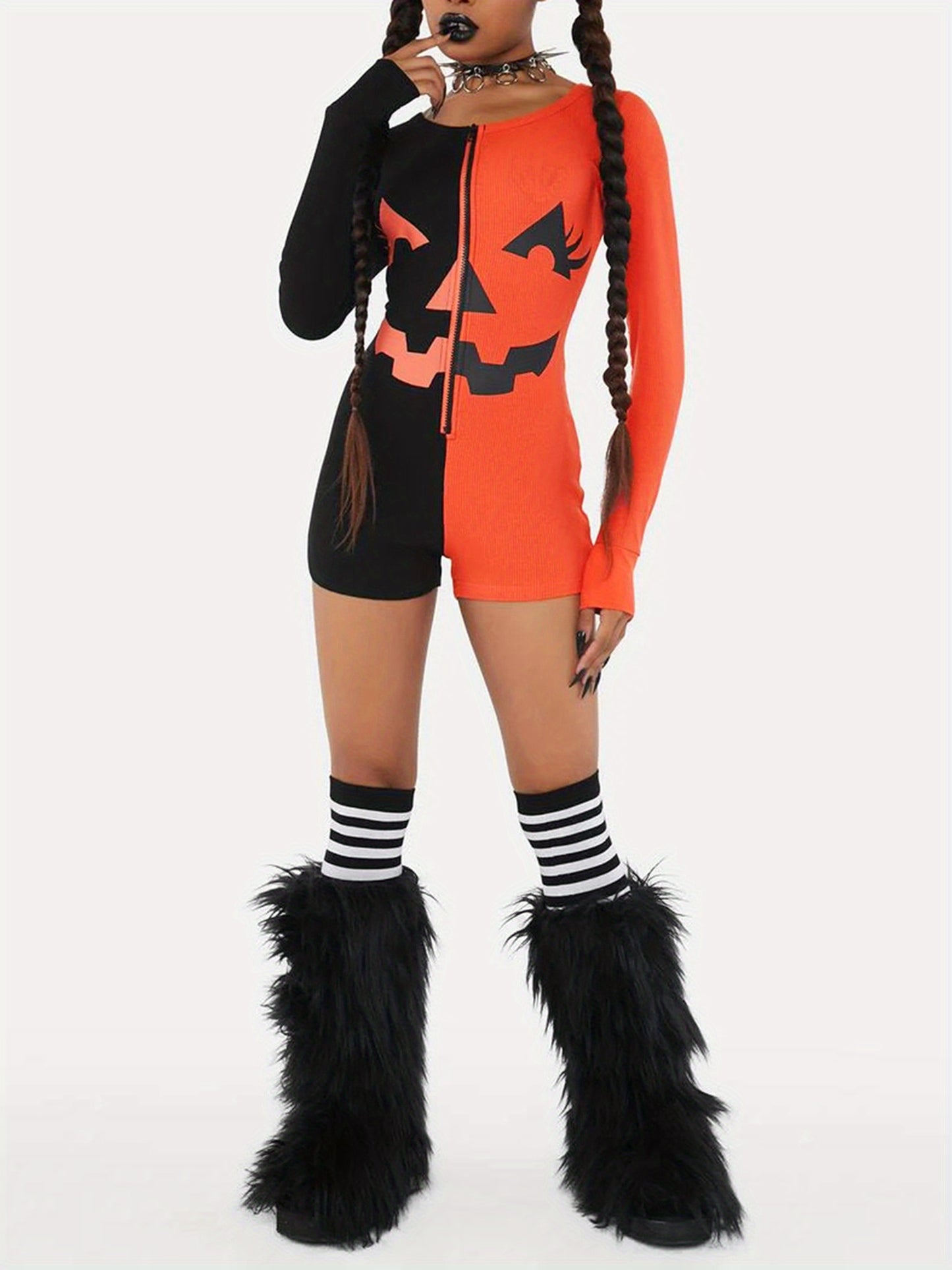 Jack-O-Lantern Contrast Jumpsuit