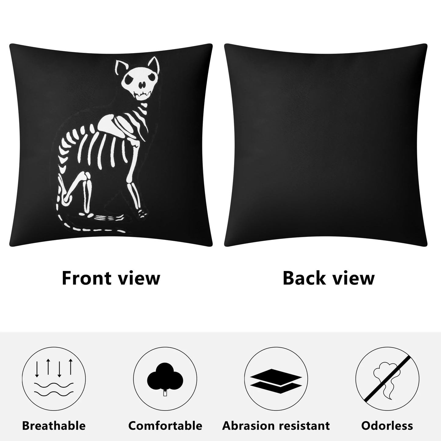 Skeleton Cat Pillow Case