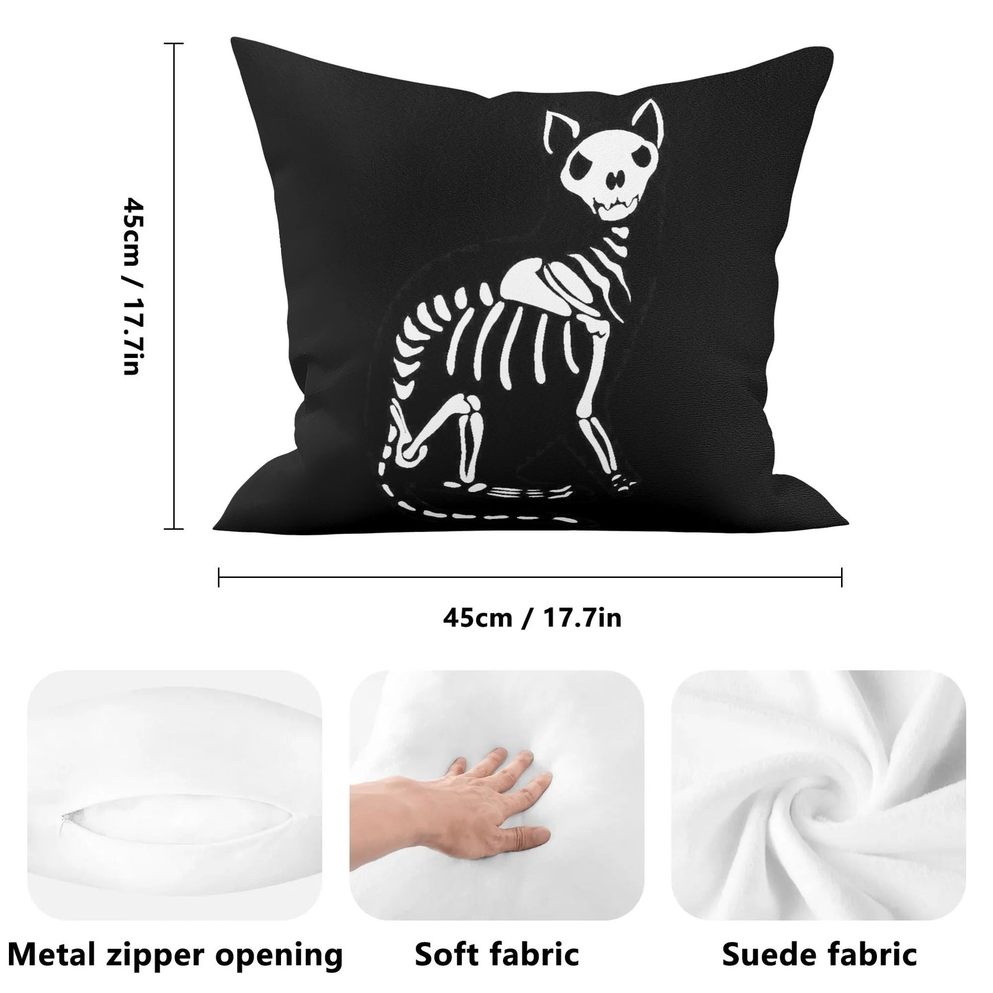 Skeleton Cat Pillow Case