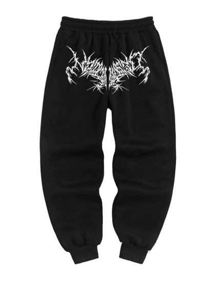 Gothic Print Drawstring Joggers