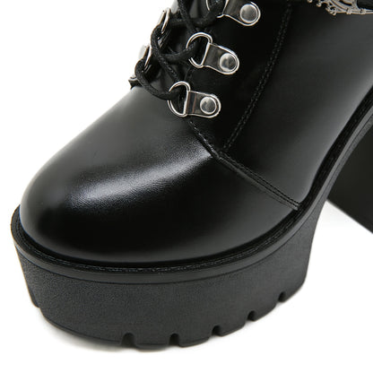 Vintage Gothic Heeled Combat Boots