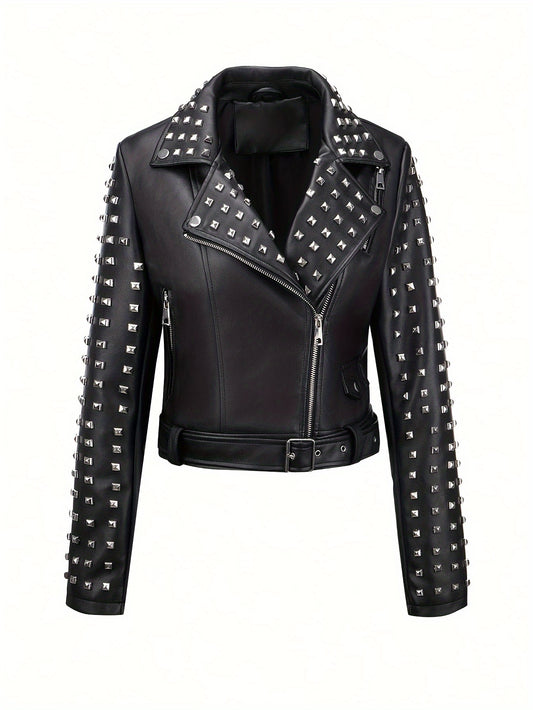 Punk Studded Faux Leather Jacket