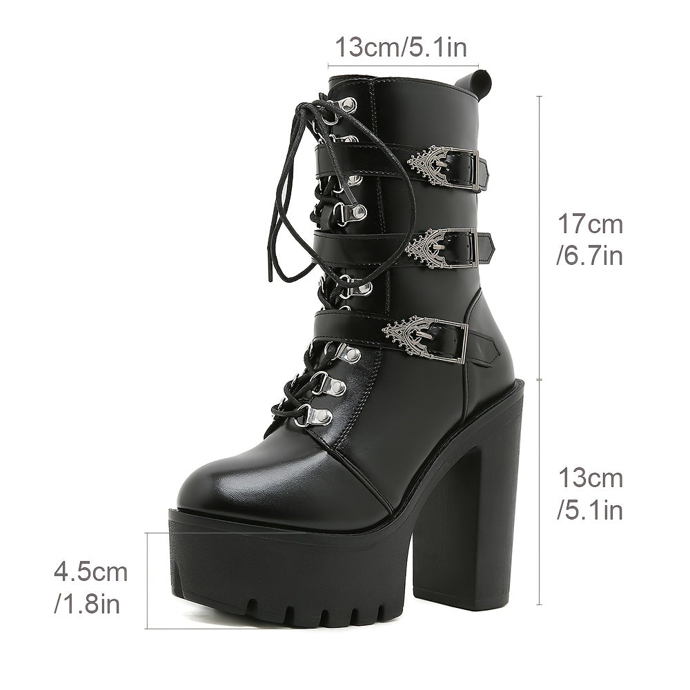 Vintage Gothic Heeled Combat Boots