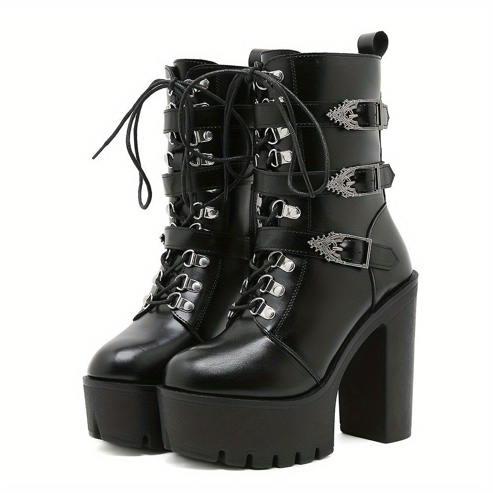 Vintage Gothic Heeled Combat Boots