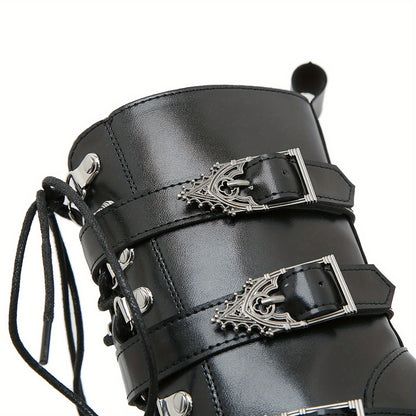 Vintage Gothic Heeled Combat Boots