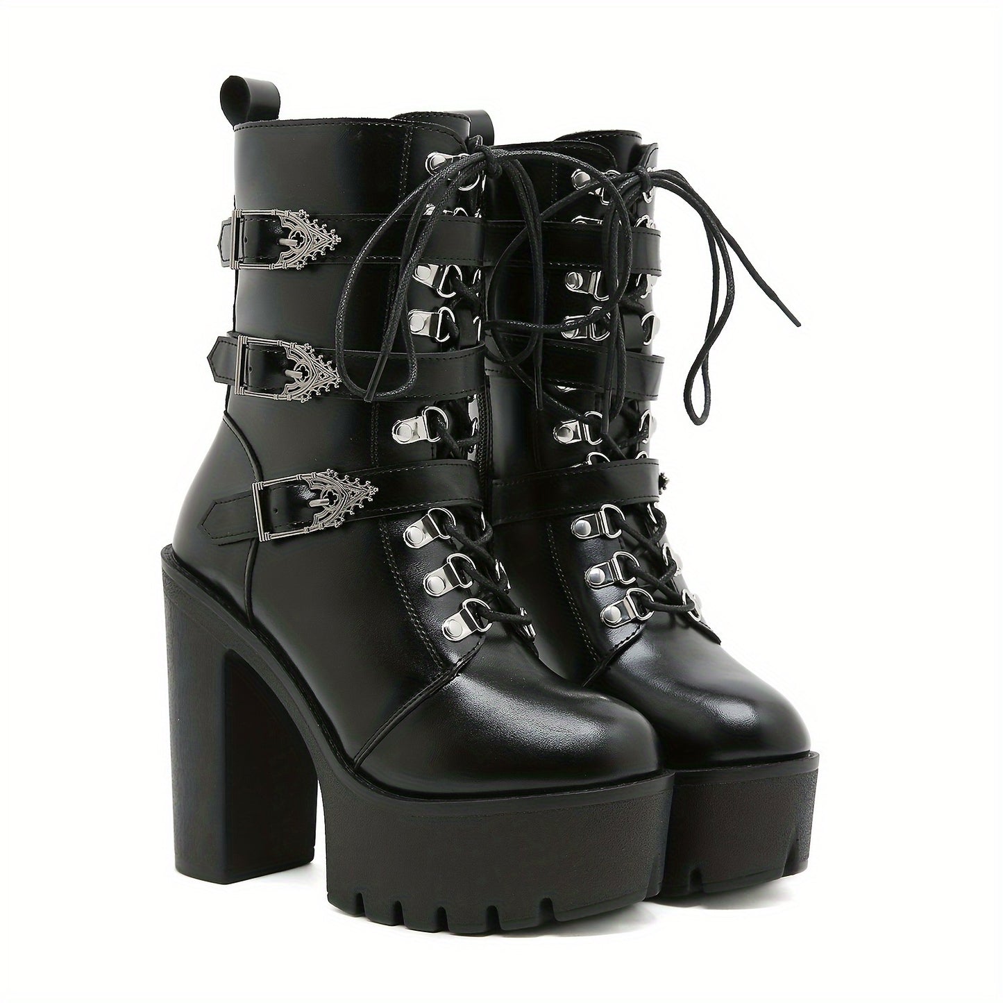 Vintage Gothic Heeled Combat Boots