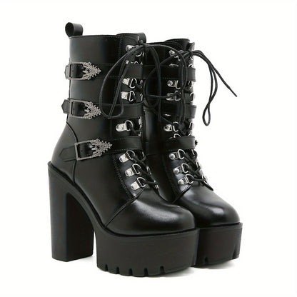 Vintage Gothic Heeled Combat Boots