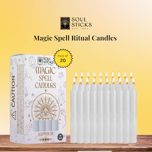 SOUL STICKS Love Magic Spell Chime Taper Candles 20 Pack - Ideal for Altar, Rituals, Ceremonies, Meditation Red Colored Candle for Witchcraft Supplies, Wiccan Supplies and Tools, Candle Clearance