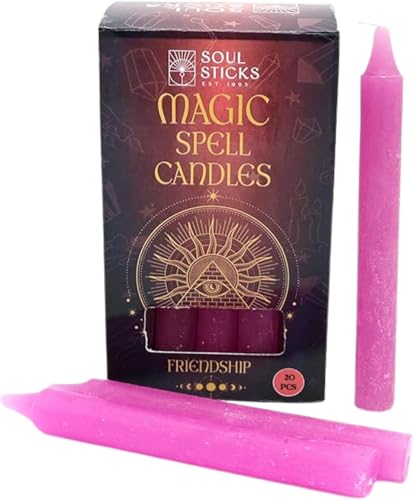 SOUL STICKS Love Magic Spell Chime Taper Candles 20 Pack - Ideal for Altar, Rituals, Ceremonies, Meditation Red Colored Candle for Witchcraft Supplies, Wiccan Supplies and Tools, Candle Clearance