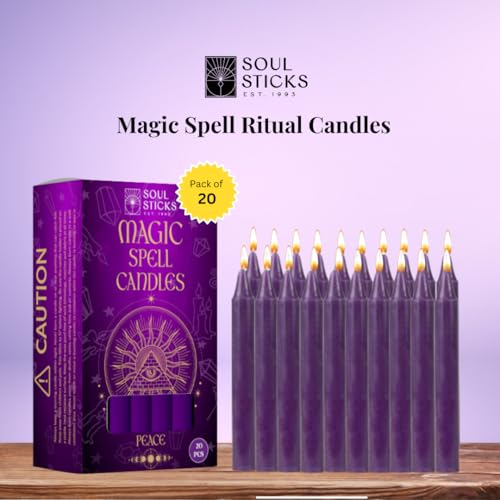 SOUL STICKS Love Magic Spell Chime Taper Candles 20 Pack - Ideal for Altar, Rituals, Ceremonies, Meditation Red Colored Candle for Witchcraft Supplies, Wiccan Supplies and Tools, Candle Clearance