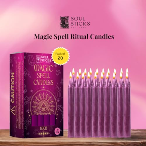 SOUL STICKS Love Magic Spell Chime Taper Candles 20 Pack - Ideal for Altar, Rituals, Ceremonies, Meditation Red Colored Candle for Witchcraft Supplies, Wiccan Supplies and Tools, Candle Clearance