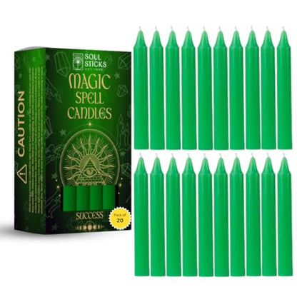 SOUL STICKS Love Magic Spell Chime Taper Candles 20 Pack - Ideal for Altar, Rituals, Ceremonies, Meditation Red Colored Candle for Witchcraft Supplies, Wiccan Supplies and Tools, Candle Clearance