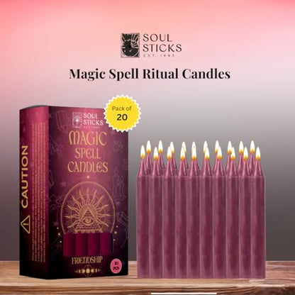 SOUL STICKS Love Magic Spell Chime Taper Candles 20 Pack - Ideal for Altar, Rituals, Ceremonies, Meditation Red Colored Candle for Witchcraft Supplies, Wiccan Supplies and Tools, Candle Clearance