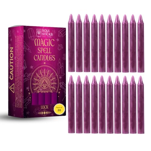 SOUL STICKS Love Magic Spell Chime Taper Candles 20 Pack - Ideal for Altar, Rituals, Ceremonies, Meditation Red Colored Candle for Witchcraft Supplies, Wiccan Supplies and Tools, Candle Clearance