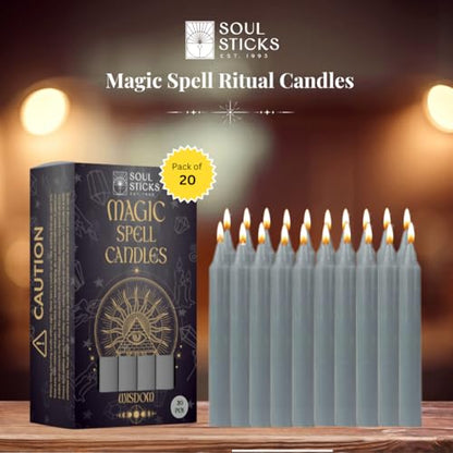 SOUL STICKS Love Magic Spell Chime Taper Candles 20 Pack - Ideal for Altar, Rituals, Ceremonies, Meditation Red Colored Candle for Witchcraft Supplies, Wiccan Supplies and Tools, Candle Clearance