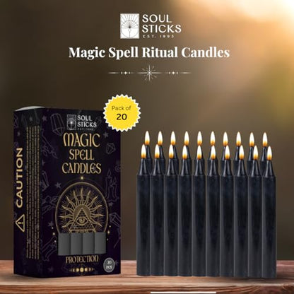 SOUL STICKS Love Magic Spell Chime Taper Candles 20 Pack - Ideal for Altar, Rituals, Ceremonies, Meditation Red Colored Candle for Witchcraft Supplies, Wiccan Supplies and Tools, Candle Clearance