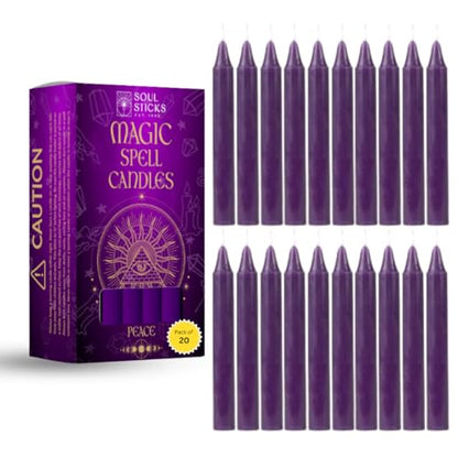 SOUL STICKS Love Magic Spell Chime Taper Candles 20 Pack - Ideal for Altar, Rituals, Ceremonies, Meditation Red Colored Candle for Witchcraft Supplies, Wiccan Supplies and Tools, Candle Clearance