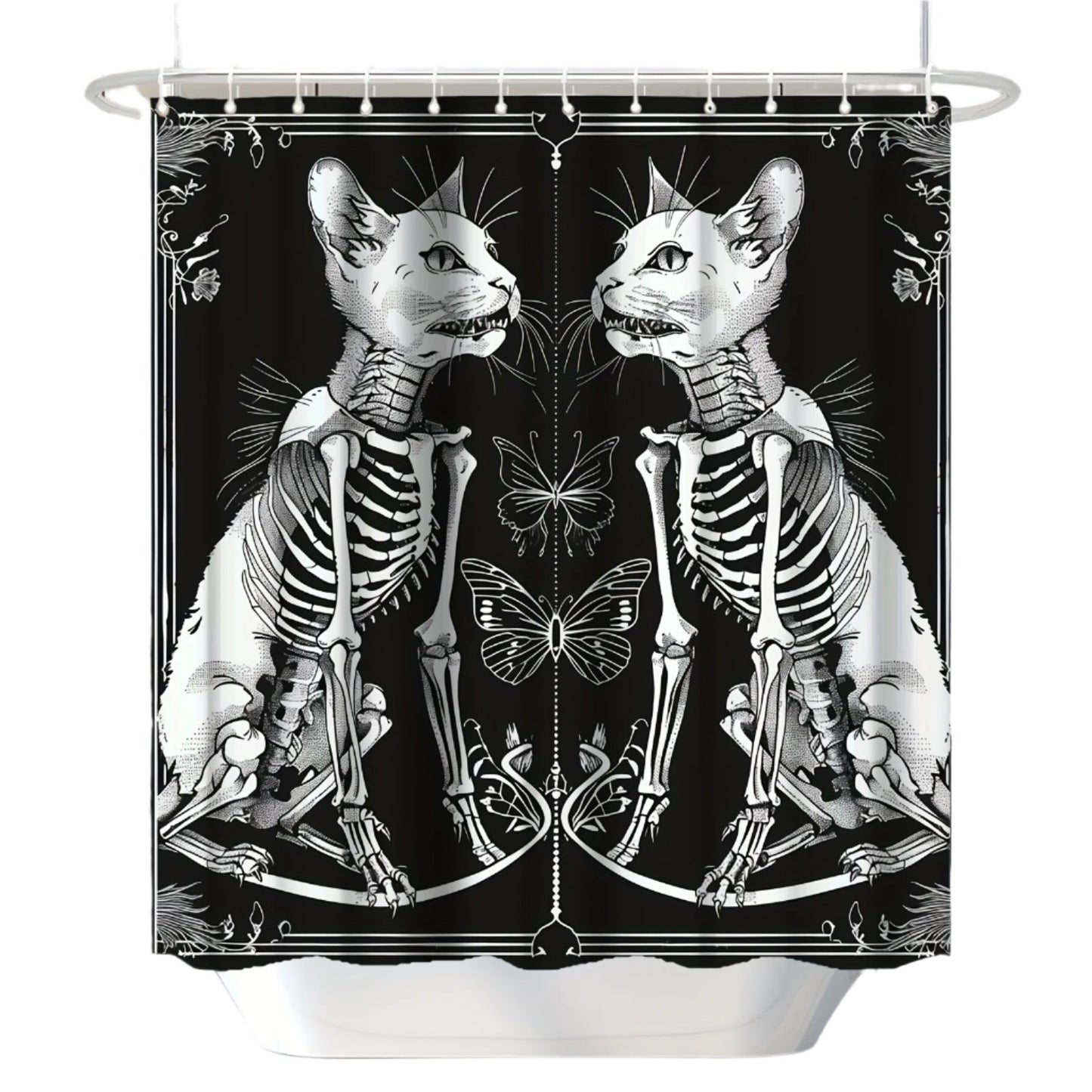 Skeleton Kitties Shower Curtain