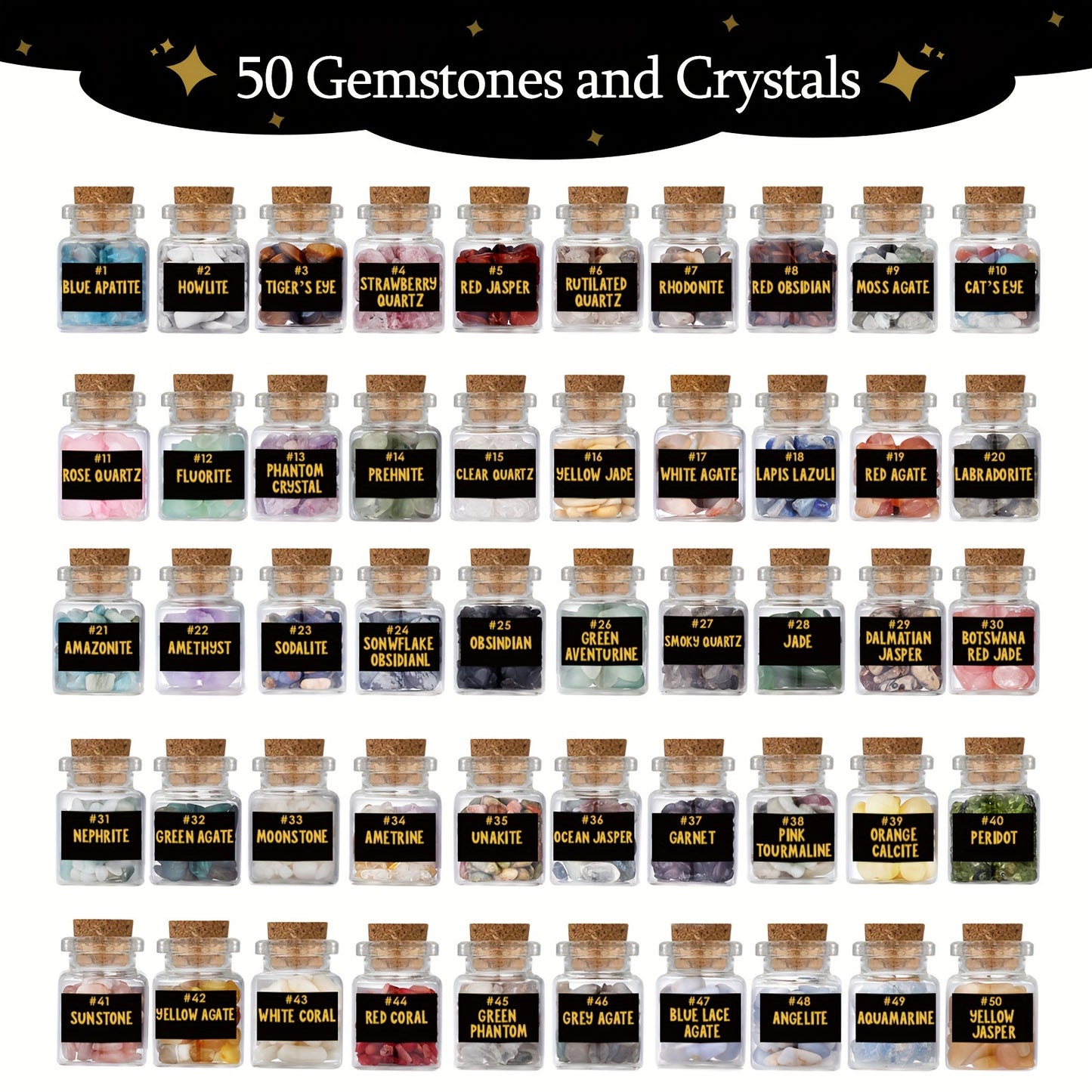 50 PCS Bulk Crystals and Healing Stones - Real Healing Crystals