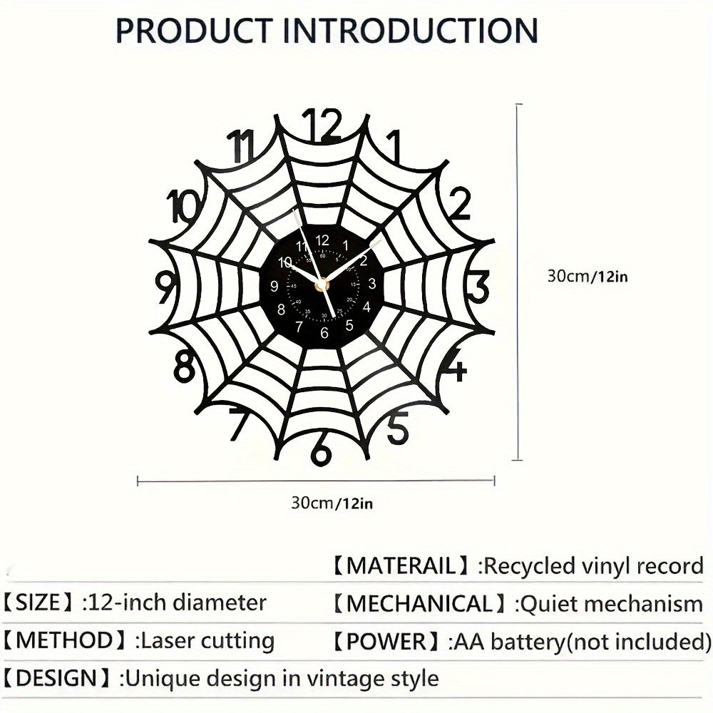 Spider Web Vinyl Record Wall Clock