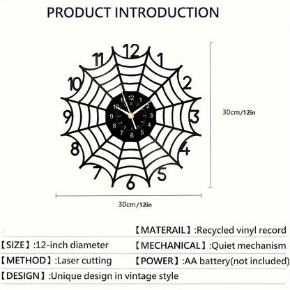 Spider Web Vinyl Record Wall Clock