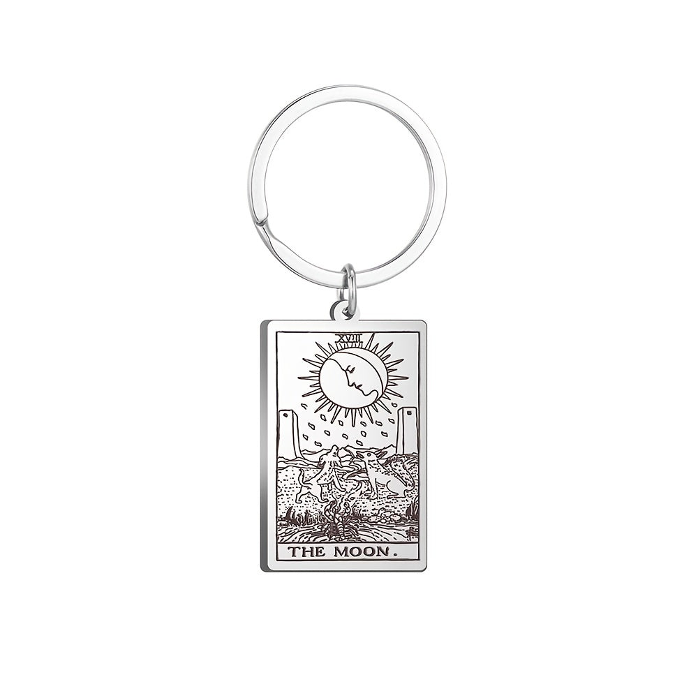 Vintage Stainless Steel Major Arcana Tarot Pendant Keychain