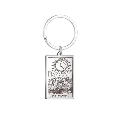 Vintage Stainless Steel Major Arcana Tarot Pendant Keychain