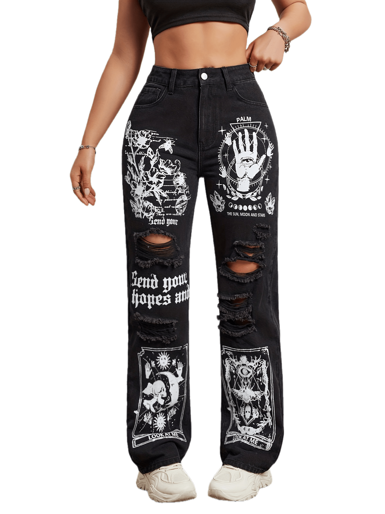 Gothic Print Jeans