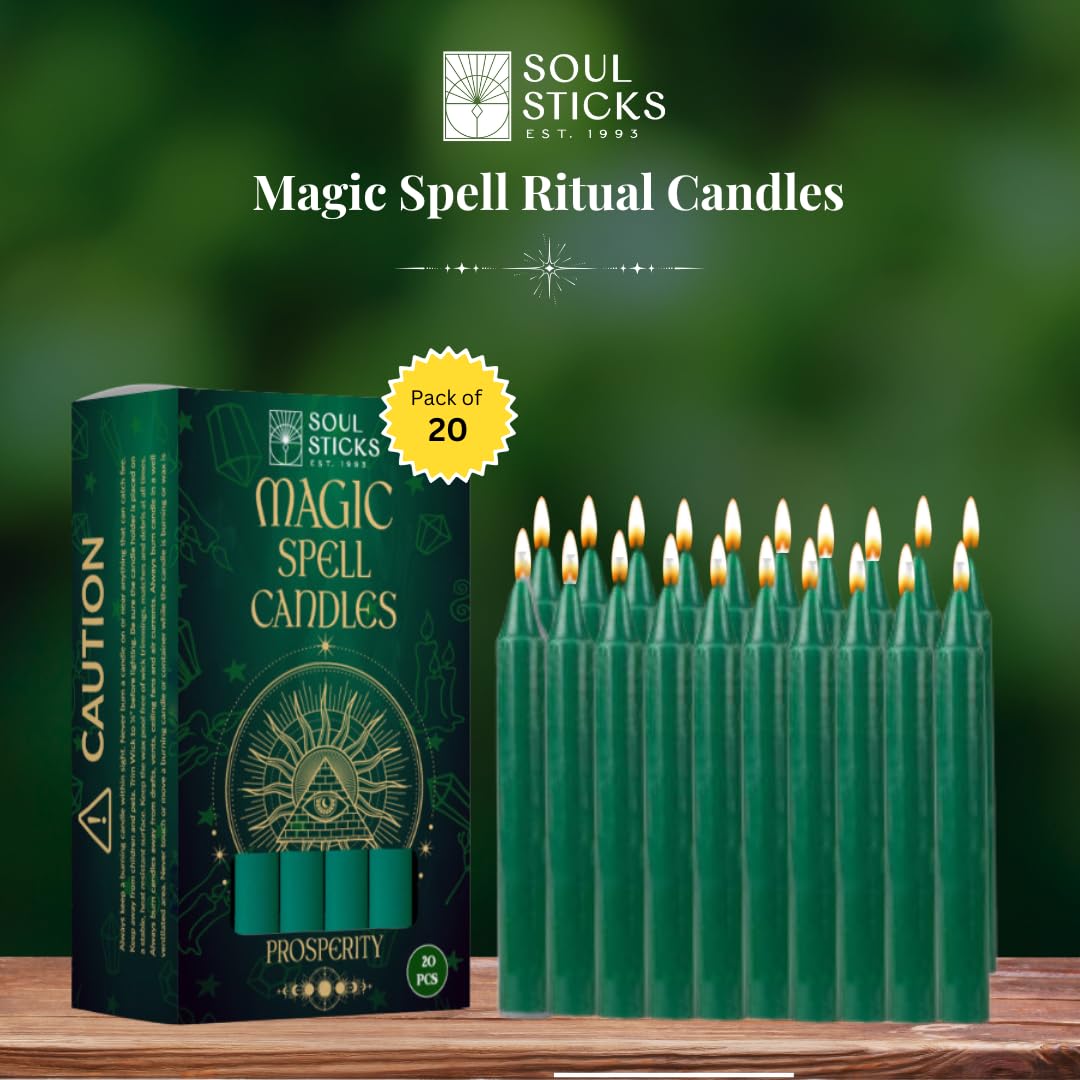 SOUL STICKS Love Magic Spell Chime Taper Candles 20 Pack - Ideal for Altar, Rituals, Ceremonies, Meditation Red Colored Candle for Witchcraft Supplies, Wiccan Supplies and Tools, Candle Clearance