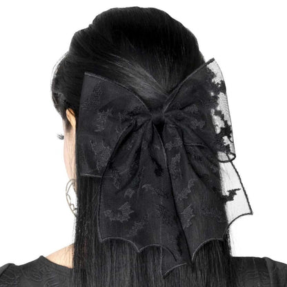 Black Bat Lace Hair Bow