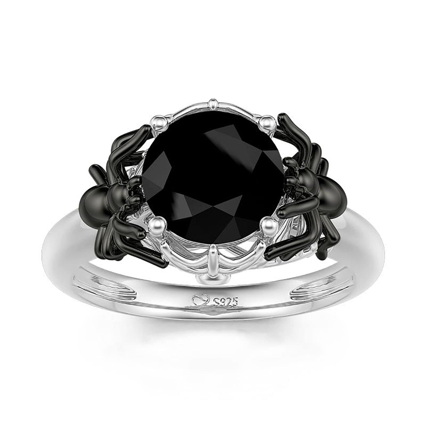 Web of Love Sterling Silver Black Gothic Ring