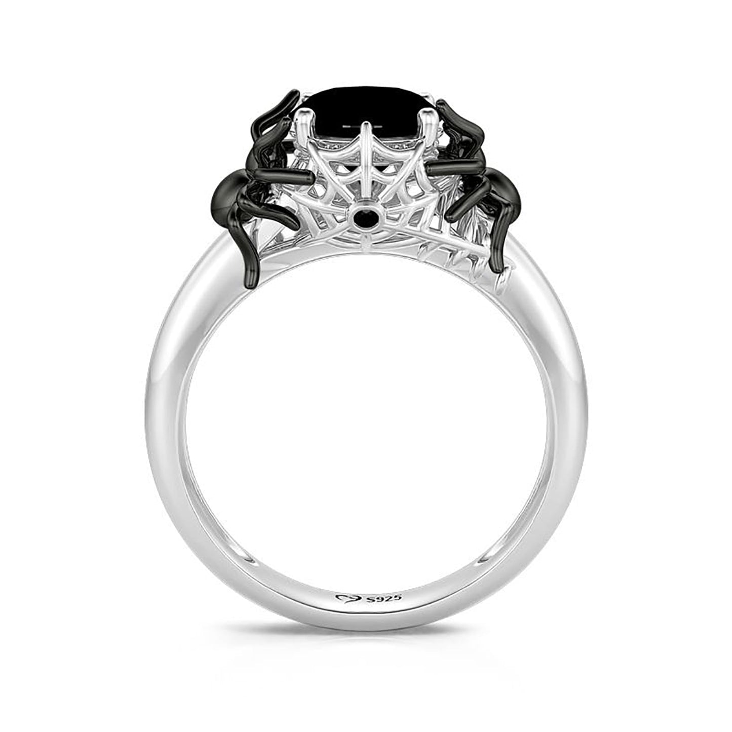 Web of Love Sterling Silver Black Gothic Ring