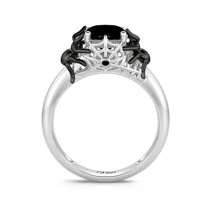 Web of Love Sterling Silver Black Gothic Ring